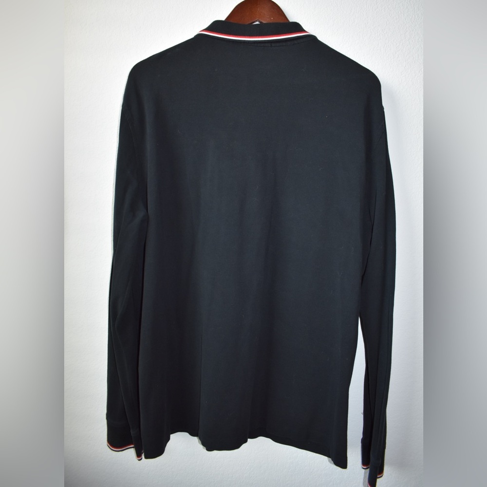 Ralph Lauren Men’s Black Long-Sleeve Polo with White Logo and Red-Trim Collar - Picture 3 of 4